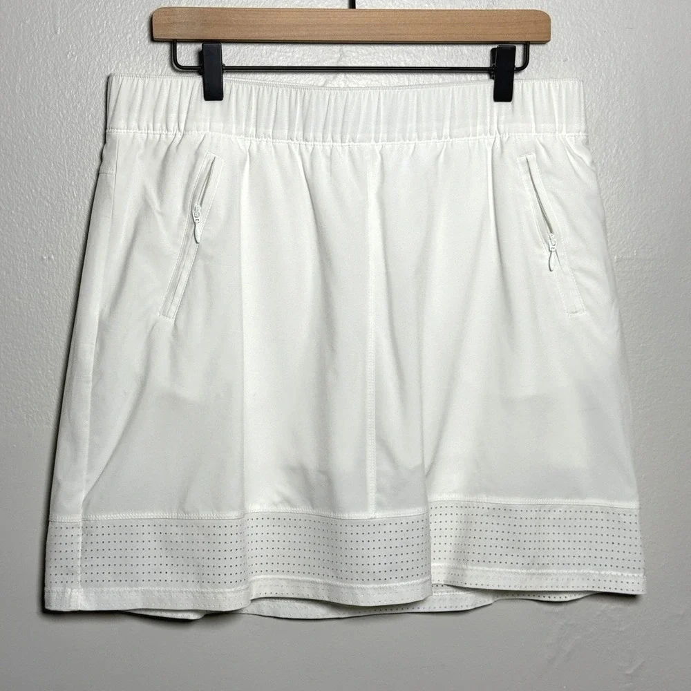 Talbots Womens Active Skort L White Shorts Lined Gym Training Stretch Pockets